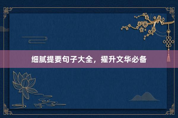 细腻提要句子大全，擢升文华必备